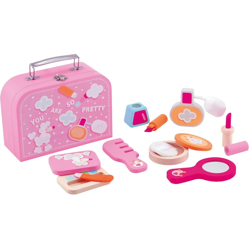 Trudi Beauty set (7 pz) by Sevi | Giochi in legno bambina. Set trucco giocattolo per travestimenti | 20x17x8 cm | Giochi di imi