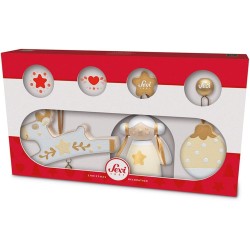 Set Decorazioni natalizie bianche (3 pz.) | Sevi | Decorazioni albero di Natale in legno. Collezione artigianale | 28x15,5x5 cm