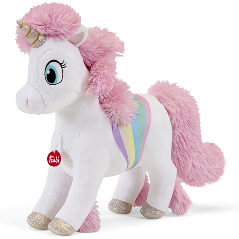 Trudi Unicorno Leslie Peluche unicorno arcobaleno, regalo bambini compleanno | 28x34x11 cm taglia M | Fantasy Unicorn collectio