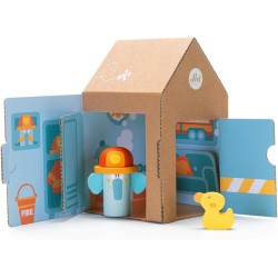 Sevi Seviland Pompieri (8 pz + casetta) Giochi in legno educativi bambini dai 3 anni multiattività | 20x13x12,5 cm | Collezione