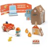 Sevi Seviland Pompieri (8 pz + casetta) Giochi in legno educativi bambini dai 3 anni multiattività | 20x13x12,5 cm | Collezione