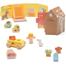 Sevi Seviland Fattoria (10 pz + casetta) Giochi in legno educativi bambini dai 3 anni multiattività | 20x13x12,5 cm | Collezion