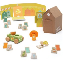Sevi Seviland Raccolta Rifiuti (18 pz + casetta) Giochi in legno educativi bambini dai 3 anni multiattività | 20x13x12,5 cm | C