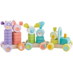 Sevi Impilabile Trenino Forme & Numeri (24 pz) | Trudi by Giochi in Legno Bimbo da Un Anno Regali Bambini Primi Mesi | 35x15x8 