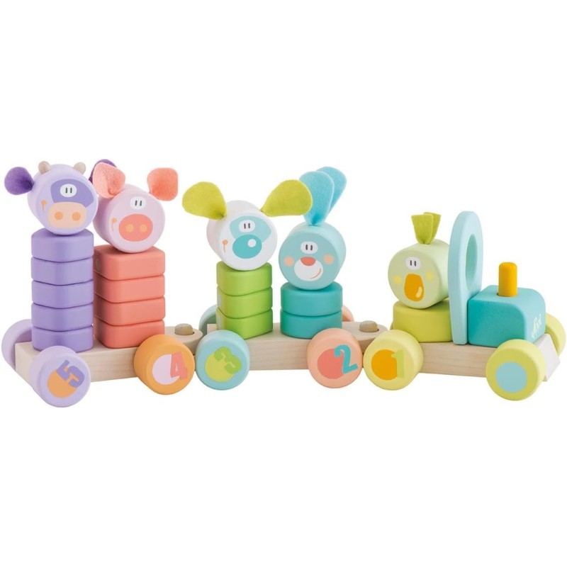 Sevi Impilabile Trenino Forme & Numeri (24 pz) | Trudi by Giochi in Legno Bimbo da Un Anno Regali Bambini Primi Mesi | 35x15x8 