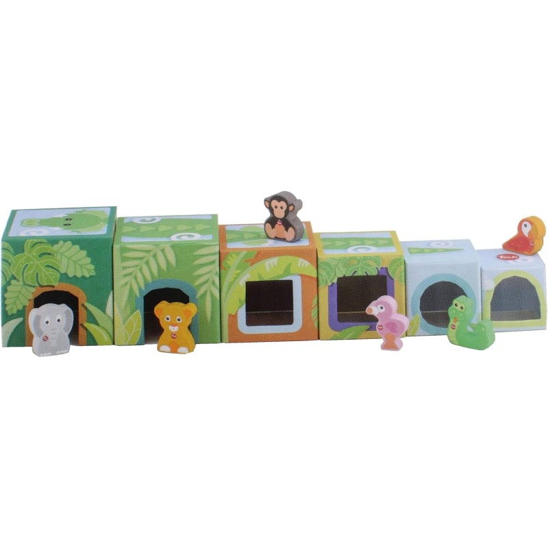 Sevi Cubi impilabili Savana (12 pz) | Trudi by Giochi in Legno per Bambini. Giocattoli impilabili 12x57x12 cm | Costruzioni e P