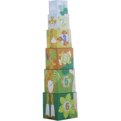 Sevi Cubi impilabili Savana (12 pz) | Trudi by Giochi in Legno per Bambini. Giocattoli impilabili 12x57x12 cm | Costruzioni e P