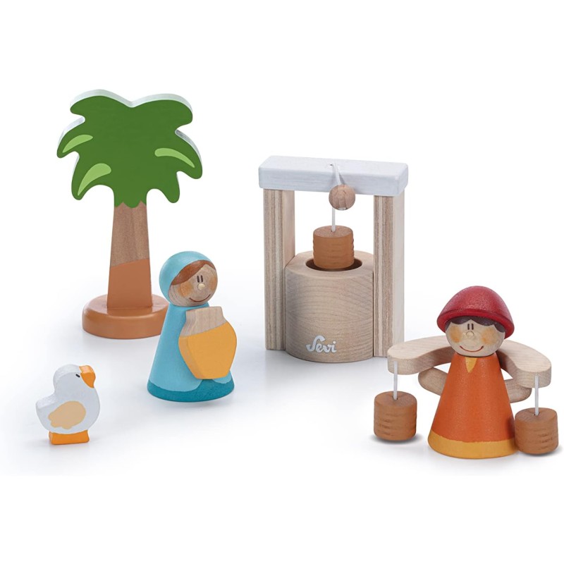 Trudi Presepe - Attorno al pozzo by Sevi | Decorazioni natività. Presepe in legno artigianale Sevi. | 14x13,5x11,5 cm | Decoraz