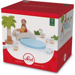 Trudi Presepe - Il ponte sul laghetto (11 pz) | Sevi | Decorazioni natività. Presepe in legno artigianale Sevi | 14x13,5x11,5 c