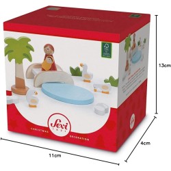 Trudi Presepe - Il ponte sul laghetto (11 pz) | Sevi | Decorazioni natività. Presepe in legno artigianale Sevi | 14x13,5x11,5 c