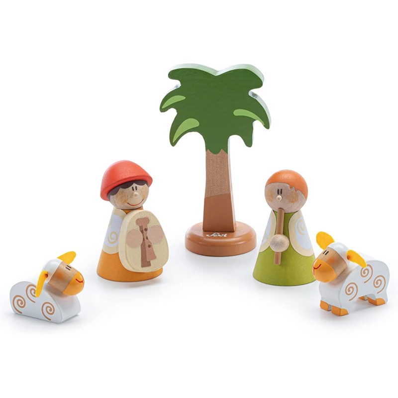 Trudi Presepe - I pastori musicisti (5 pz) | Sevi | Decorazioni natività. Presepe in legno artigianale Sevi. | 9,5x11,5x9 cm | 