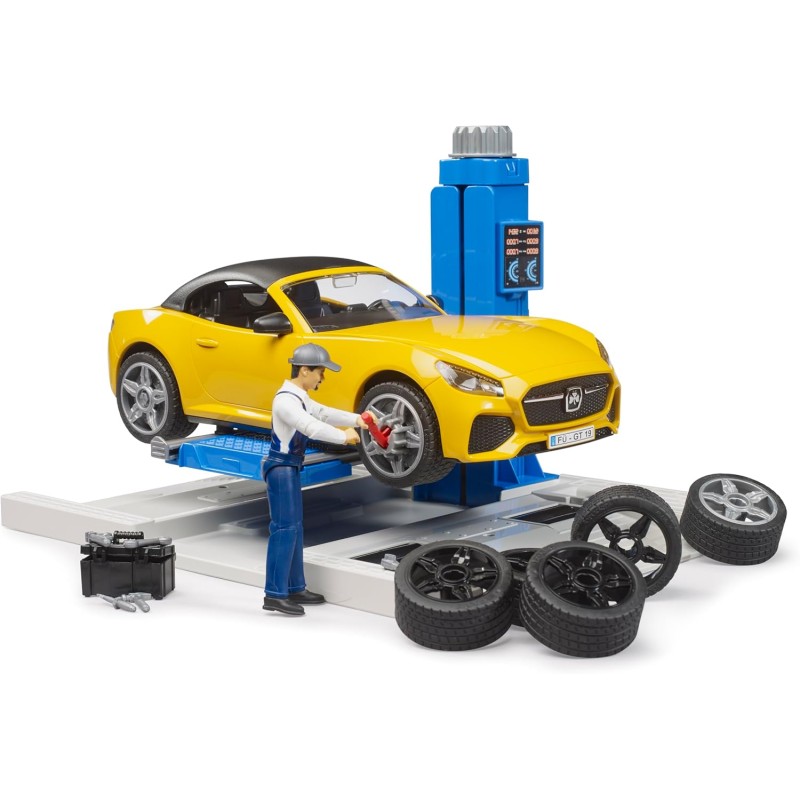BRUDER 62112 - Bworld Centro assistenza auto con Roadster - 1:16 officina, meccanico, da corsa
