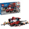 LEGO 60443 City Pit Stop e Meccanici con Monoposto Ferrari F1 - Kit Officina da Costruire con Macchina Giocattolo, Minifigure e