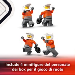 LEGO 60443 City Pit Stop e Meccanici con Monoposto Ferrari F1 - Kit Officina da Costruire con Macchina Giocattolo, Minifigure e