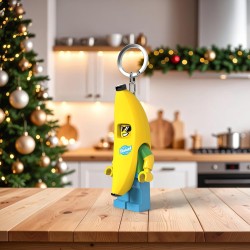 LEGO 520724 Iconico Portachiavi Torcia Uomo Banana - Altezza 76 mm (KE184) - 2 batterie CR2025 incluse