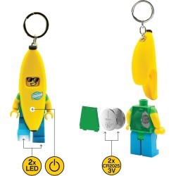 LEGO 520724 Iconico Portachiavi Torcia Uomo Banana - Altezza 76 mm (KE184) - 2 batterie CR2025 incluse
