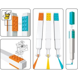 IQ LEGO 51685 cancelleria - pacchetto da 3 evidenziatori - arancione, giallo, azzurro