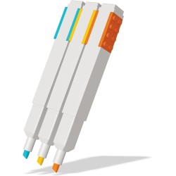 IQ LEGO 51685 cancelleria - pacchetto da 3 evidenziatori - arancione, giallo, azzurro