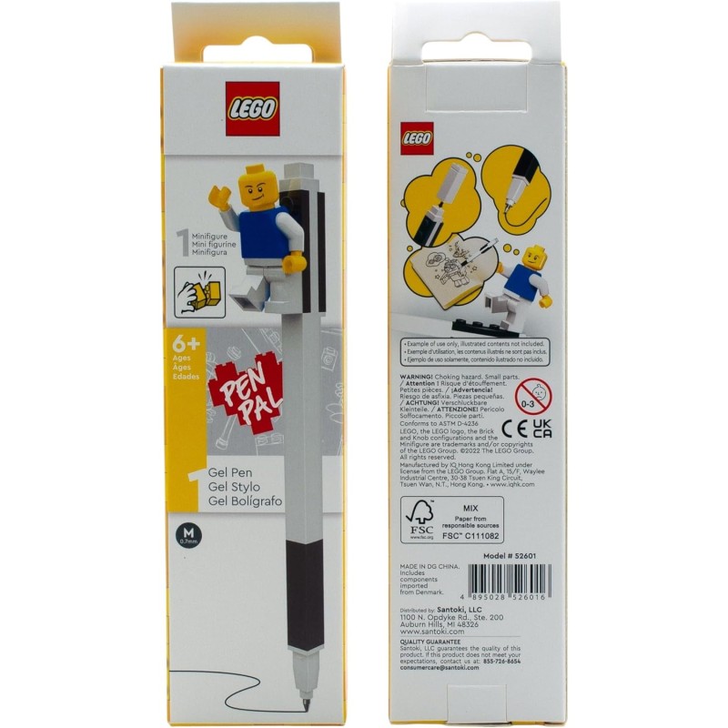 LEGO 52601 Penna Gel Ufficiale con Minifigure (Punta Media) - Penna Divertente per Scuola, Bambini e Collezionisti, Idea Regalo