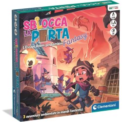 Clementoni - Sblocca la Porta, Gioco da Tavolo, 3 Escape Room, Ambientata in 3 Luoghi Fantasy, 1-8 Giocatori, 16587