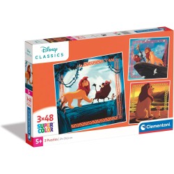 Clementoni - 25323 - Supercolor Puzzle - Disney The Lion King - 3x48 Pezzi (Include 3 Puzzle Da 48 Pezzi) - Re Leone, Puzzle Ca