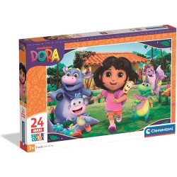 Clementoni - 24826 Puzzle per Bambini 24 Pezzi Supercolor, per Bambini 3+ Anni, Illustrazione Nickelodeon Dora, Made in Italy, 
