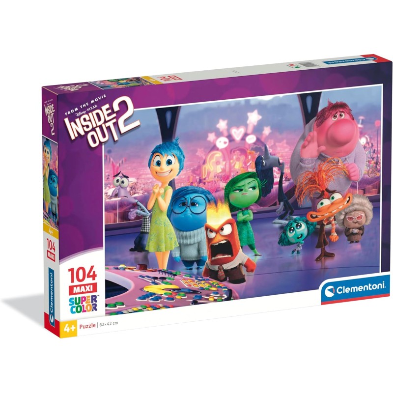 Clementoni - 25070 Puzzle 104 Pezzi Supercolor Maxi, per Bambini 4+ Anni, Illustrazione con Personaggi Disney Inside Out 2, Mad