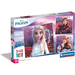 Clementoni - 25297 - Supercolor Puzzle - Disney Frozen - 3x48 Pezzi (Include 3 Puzzle Da 48 Pezzi) - Puzzle Bambini 5 Anni, Puz