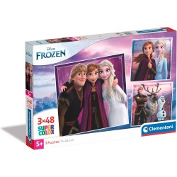 Clementoni - 25306 - Supercolor Puzzle - Disney Frozen - 3x48 Pezzi (Include 3 Puzzle Da 48 Pezzi) - Puzzle Bambini 5 Anni, Puz