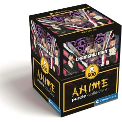 Clementoni - 35606 Puzzle 500 Pezzi Cube per Adulti e Ragazzi, Collection, Illustrazione Chainsaw Man, Poster Incluso, Made in 