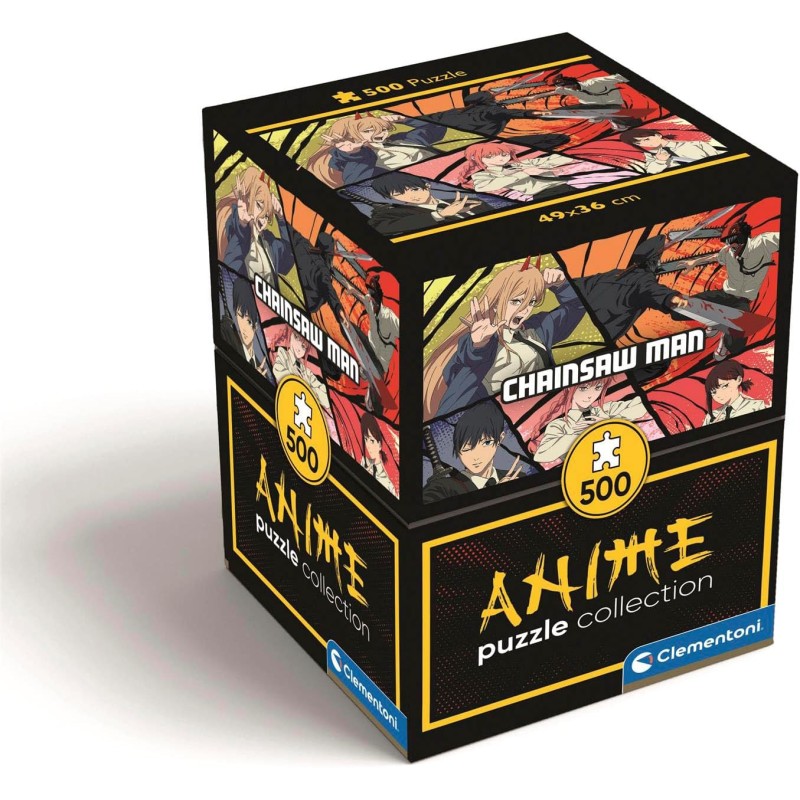 Clementoni - 35607 Puzzle 500 Pezzi Cube per Adulti e Ragazzi, Collection, Illustrazione Chainsaw Man, Poster Incluso, Made in 