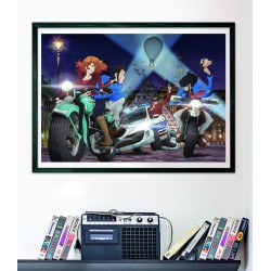 Clementoni - 37055 Puzzle 1000 Pezzi Fumetti, Illustrazione Lupin III Compact Box con Poster Incluso, dalla Serie Anime e Manga