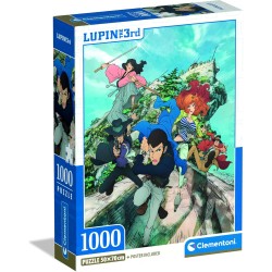 Clementoni - 37068 Puzzle 1000 Pezzi Fumetti, Illustrazione Lupin III con Poster Incluso, dalla Serie Anime e Manga, Compact Bo