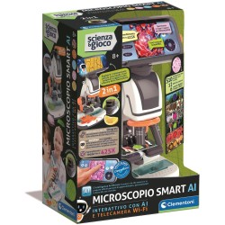 Clementoni 19387 Scienza e Gioco - Microscopio smart AI, Interattivo con Telecamera Wi-Fi, Super Microscopio con modalità Digit
