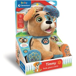 Clementoni Baby - 17583 Timmy Parla Gioca Canta, Peluche Interattivo Parlante in Italiano per Bambini di 12+ Mesi, Stimola lo S