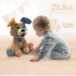 Clementoni Baby - 17583 Timmy Parla Gioca Canta, Peluche Interattivo Parlante in Italiano per Bambini di 12+ Mesi, Stimola lo S