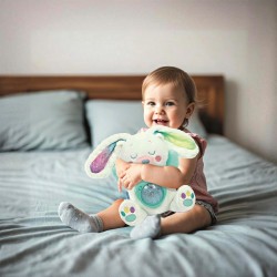 Clementoni Baby Fiocco, Proiettore di Aurora Boreale, Morbida Lepre Peluche con Proiettore, 17588