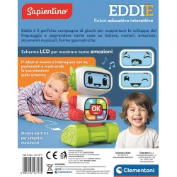 Clementoni Sapientino - 16713 Eddie Robot Educativo Interattivo, Gioco Educativo, Robot Parlante con Schermo LCD, Impara Letter