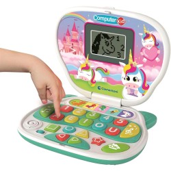 Clementoni - 16489 Computer Kid Unicorno Laptop Educativo Bambini 2+ Anni, 10 attività, Gioco Elettronico per Imparare Lettere,