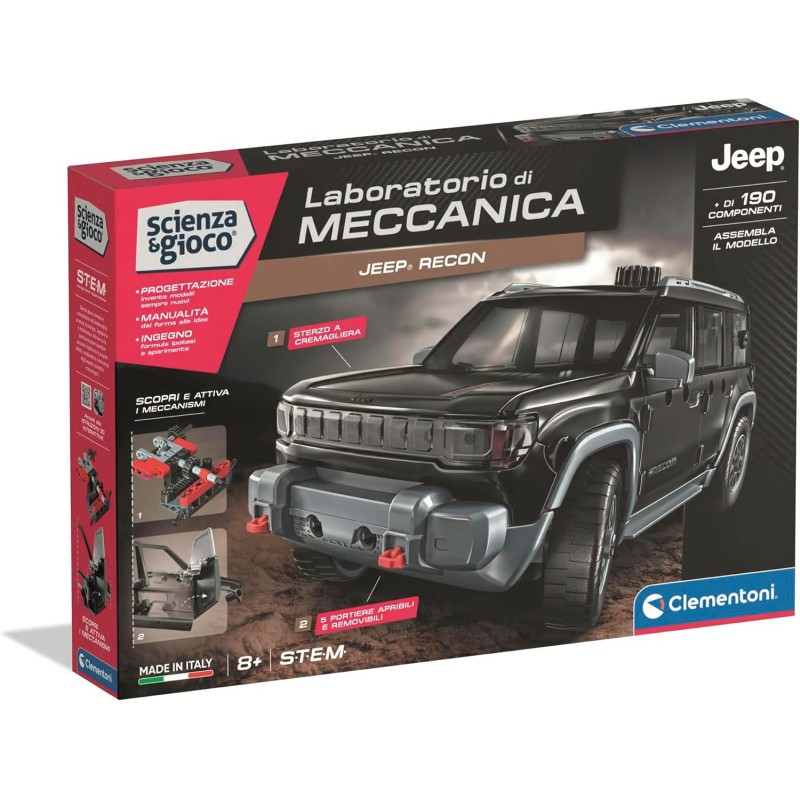 Clementoni 19383 Scienza e Gioco Laboratorio di Meccanica - Macchina Jeep Recon, Set Costruzioni Bambini, Scopri i Principi del