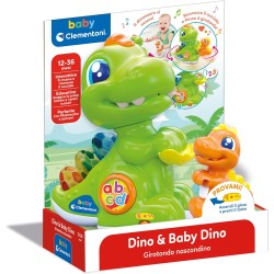 Clementoni 17953 Baby Dino e Baby Dino, Dinosauri Interattivi Parlanti, per Bambini di 12-36 Mesi, Centro attività Che Stimola 