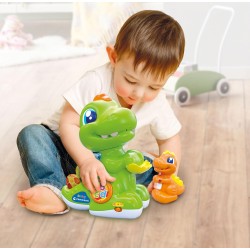 Clementoni 17953 Baby Dino e Baby Dino, Dinosauri Interattivi Parlanti, per Bambini di 12-36 Mesi, Centro attività Che Stimola 