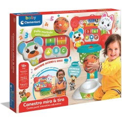 Clementoni Baby - 17546 Canestro Mira e Tira, Canestro con Conta Punti Interattivo educativo, Palestrina Interattiva per Bambin