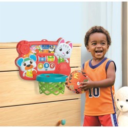 Clementoni Baby - 17546 Canestro Mira e Tira, Canestro con Conta Punti Interattivo educativo, Palestrina Interattiva per Bambin