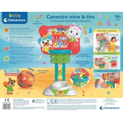 Clementoni Baby - 17546 Canestro Mira e Tira, Canestro con Conta Punti Interattivo educativo, Palestrina Interattiva per Bambin