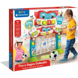 Clementoni Baby 17954 Tira e Segna Goleador, Rete da Calcio Elettronica con Luci e Suoni Bambini 18+ Mesi, Impara Numeri, Color
