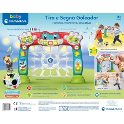 Clementoni Baby 17954 Tira e Segna Goleador, Rete da Calcio Elettronica con Luci e Suoni Bambini 18+ Mesi, Impara Numeri, Color