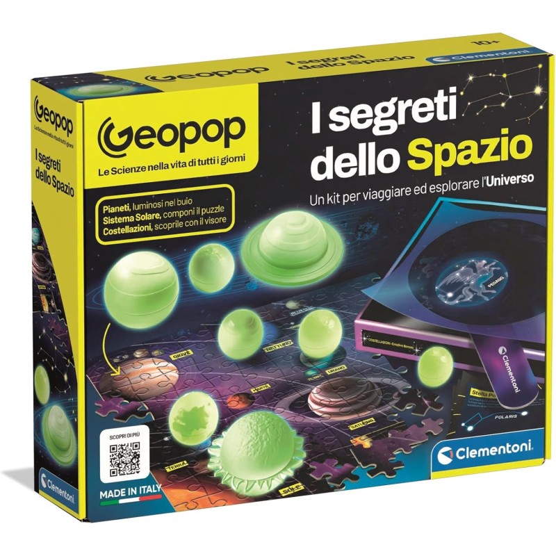 Clementoni x Geopop - 19426 Segreti dello Spazio, Puzzle 150 Pezzi, Gioco Scientifico per Scoprire Pianeti, Costellazioni e Sis