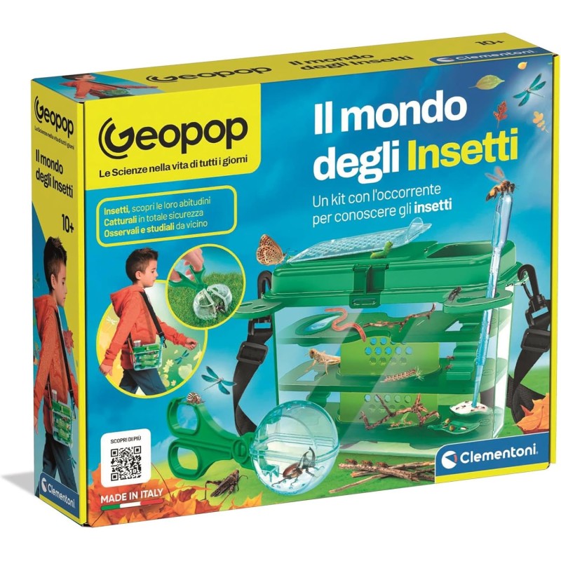 Clementoni x Geopop - 19428 Il Mondo degli Insetti, Gioco Scientifico con Kit per Scoprire il Mondo degli Insetti Animali, Made
