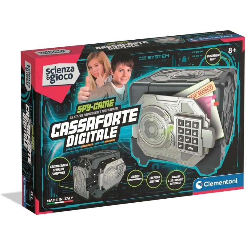 Clementoni Scienza e Gioco - 19432 Spy Game Cassaforte Digitale, Assembla la Cassaforte e Custodisci i Tuoi Segreti, Gioco Made